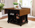 Slater Brown/Black Wood Kitchen Island with Wine Rack