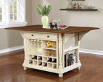 Slater Brown/Buttermilk Wood Kitchen Island with Wine Rack