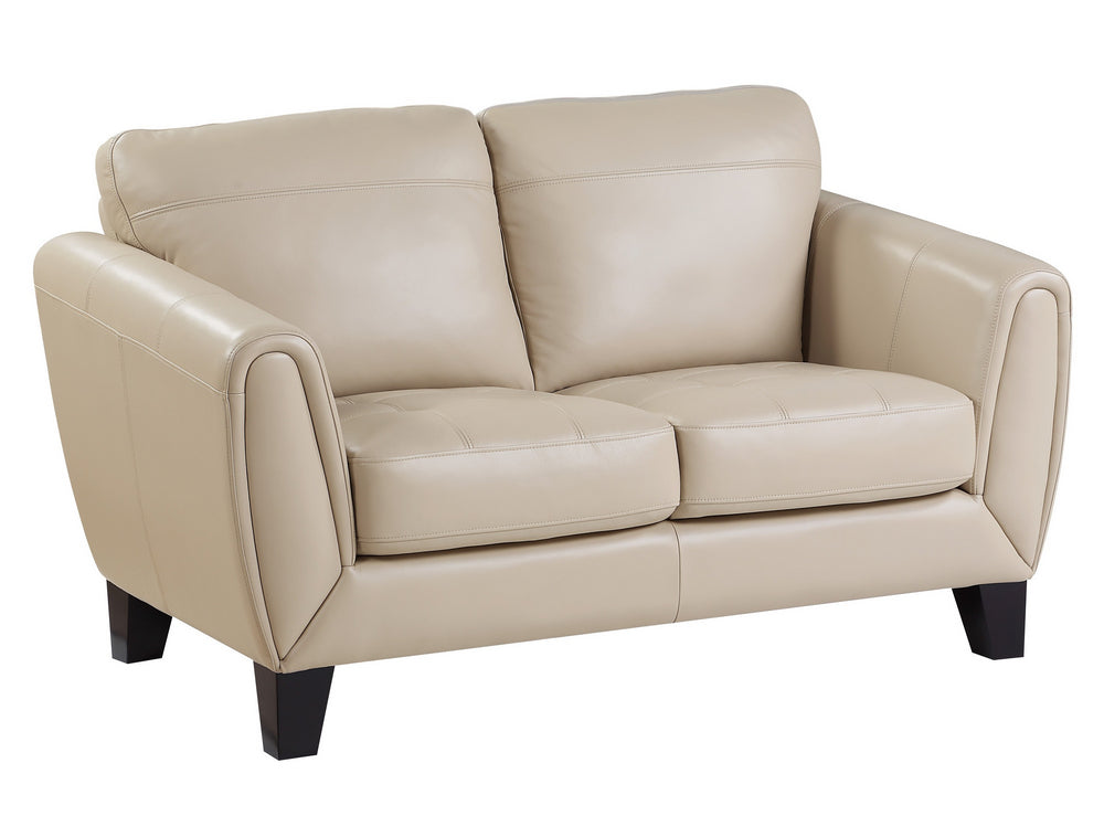 Spivey Beige Top Grain Leather Loveseat