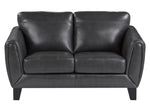 Spivey Dark Gray Top Grain Leather Loveseat