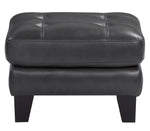 Spivey Dark Gray Top Grain Leather Ottoman