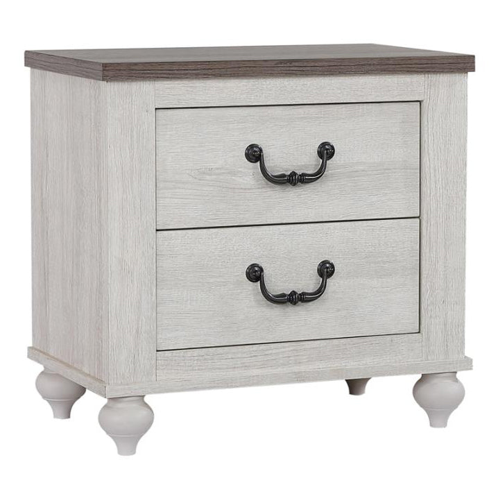 Stillwood Ash Brown/Vintage Linen Wood 2-Drawer Nightstand