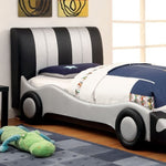 Super Racer Silver/Black Leatherette Twin Bed