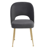 Swell Dark Grey Velvet/Gold Meta Side Chair