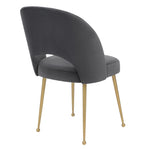 Swell Dark Grey Velvet/Gold Meta Side Chair