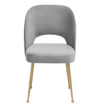 Swell Light Grey Velvet/Gold Meta Side Chair