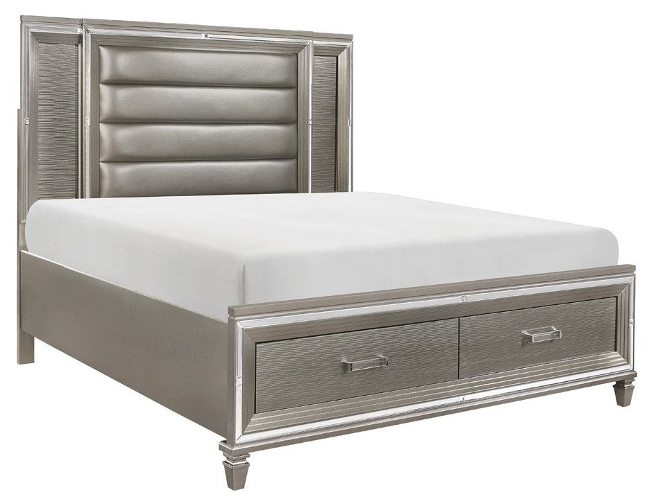 Tamsin Silver-Grey Metallic Cal King Bed (Oversized)