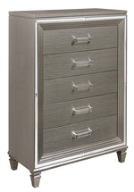 Tamsin Silver-Grey Metallic Wood 5-Drawer Chest