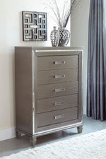 Tamsin Silver-Grey Metallic Wood 5-Drawer Chest