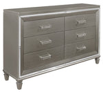 Tamsin Silver-Grey Metallic Wood 6-Drawer Dresser