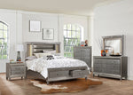 Tamsin Silver-Grey Metallic Wood King Bed with Storage