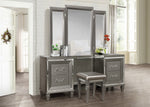 Tamsin Silver-Grey Metallic Wood Vanity Table w/Mirror