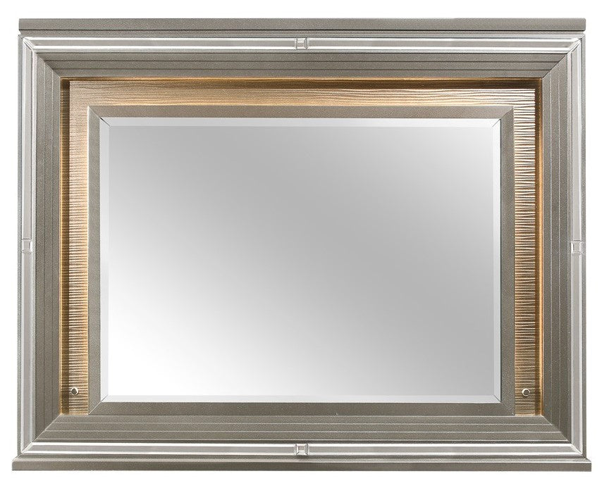 Tamsin Silver-Grey Metallic Wood/Glass Dresser Mirror