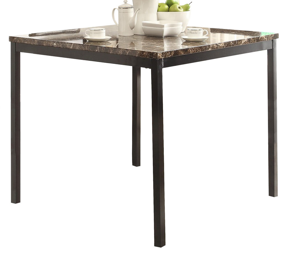 Tempe Black Metal Counter Height Table w/ Marble Top