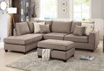 Teofila Mocha Fabric Reversible Sectional with Ottoman