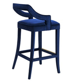 Tiffany Navy Velvet Counter Stool with Gold Footrest