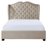 Waterlyn Neutral Tone Fabric Cal King Bed w/Nailheads