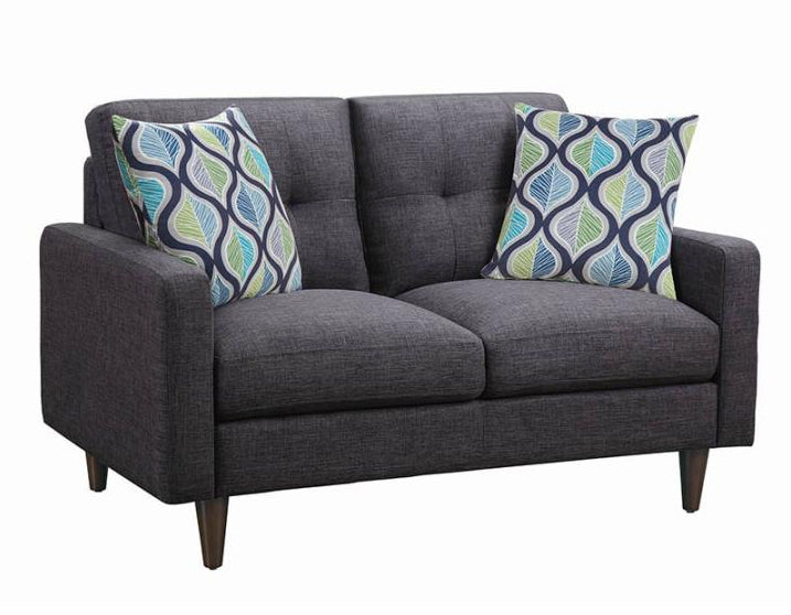 Watsonville Grey Linen-Like Fabric Loveseat