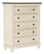 Weaver Antique White Wood 5-Drawer Chest