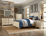 Weaver Antique White Wood King Bed