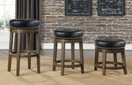 Westby 2 Black Faux Leather/Brown Wood Bar Stools