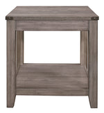 Woodrow Gray Wood End Table with Lower Shelf