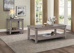 Woodrow Gray Wood End Table with Lower Shelf