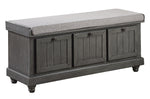 Woodwell Dark Gray Textured Fabric/Wood Bench w/Storage