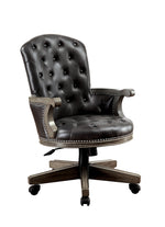 Yelena Gray/Black Leatherette/Wood Arm Chair