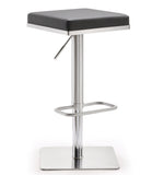 Bari Grey Vegan Leather/Steel Adjustable Bar Stool