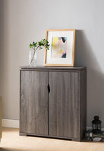 Mayson Distressed Grey Wood 2-Door Shoe Cabinet