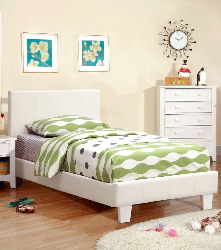 Winn Park White Leatherette Twin Bed