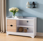 Eufemia White Wood Shoe Cabinet with 2 Shelves & 2 Drawers