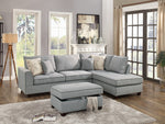 Teofila Light Grey Fabric Reversible Sectional with Ottoman