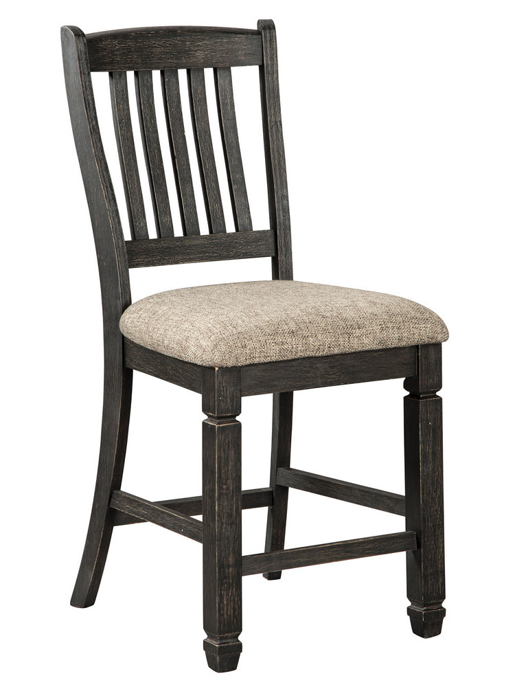 Tyler Creek 2 Grayish Brown Fabric/Black Wood Counter Height Chairs