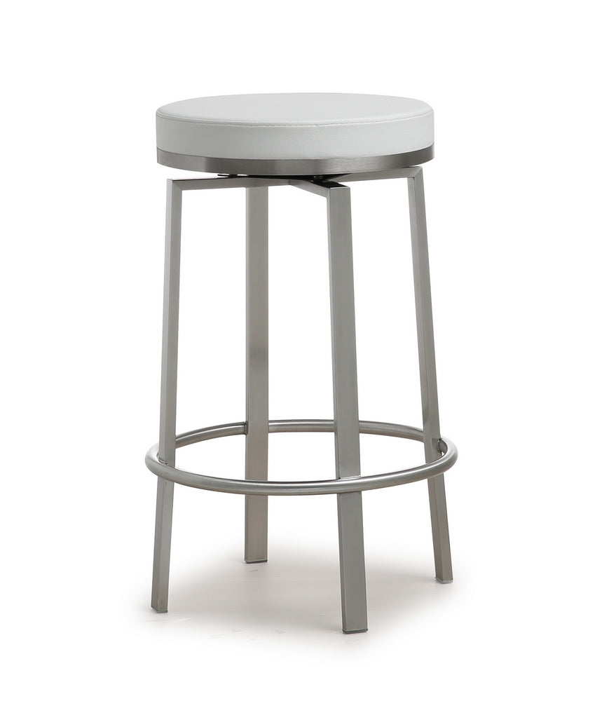 Pratt 2 White Swivel Counter Stools with Steel Frame