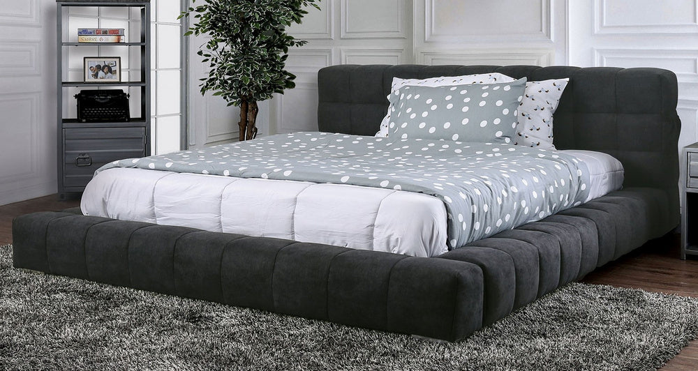 Wolsey Dark Gray Linen-like Fabric Queen Bed