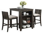 Daye 3-Pc Brown Cherry Wood Counter Height Table Set