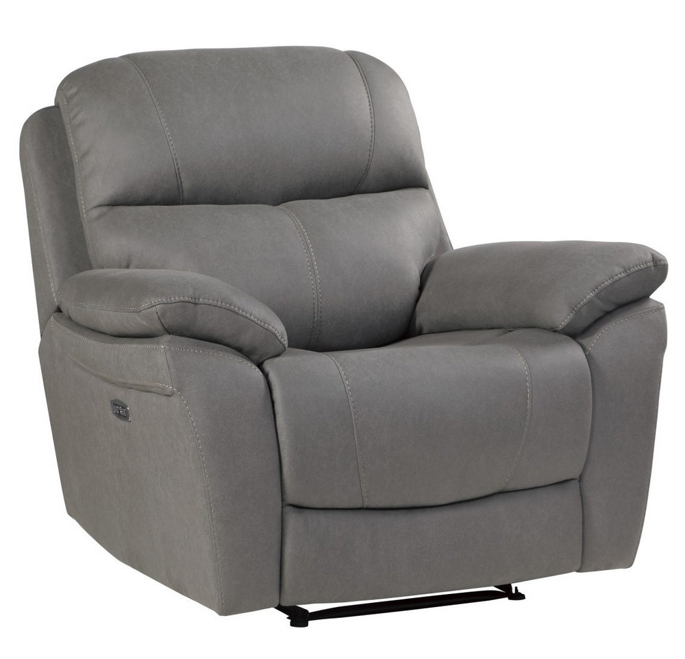 Longvale Gray Polished Microfiber Power Recliner