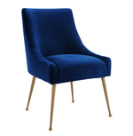 Beatrix Navy Velvet/Gold Metal Side Chair