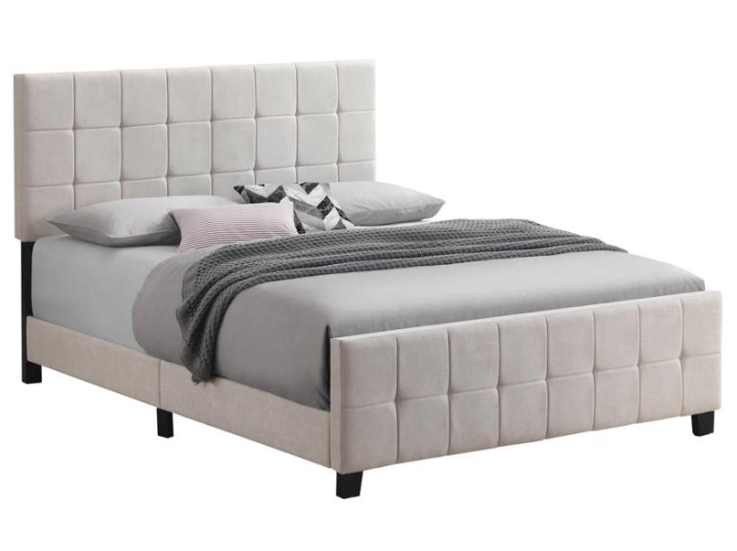 Fairfield Beige Fabric Upholstered Queen Panel Bed