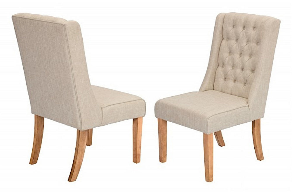 Marla 2 Beige Linen/Wood Side Chairs