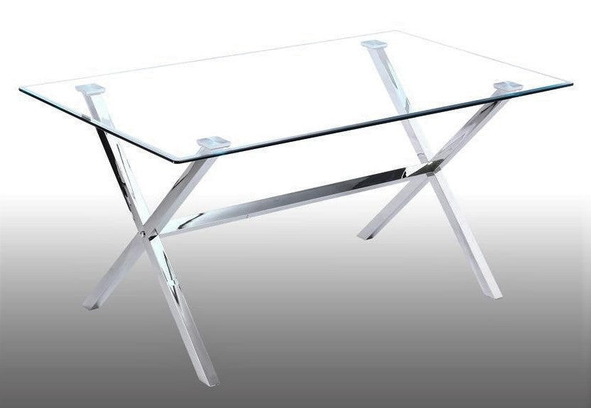 Timber Clear Glass/Chrome Metal Dining Table