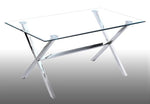 Timber Clear Glass/Chrome Metal Dining Table