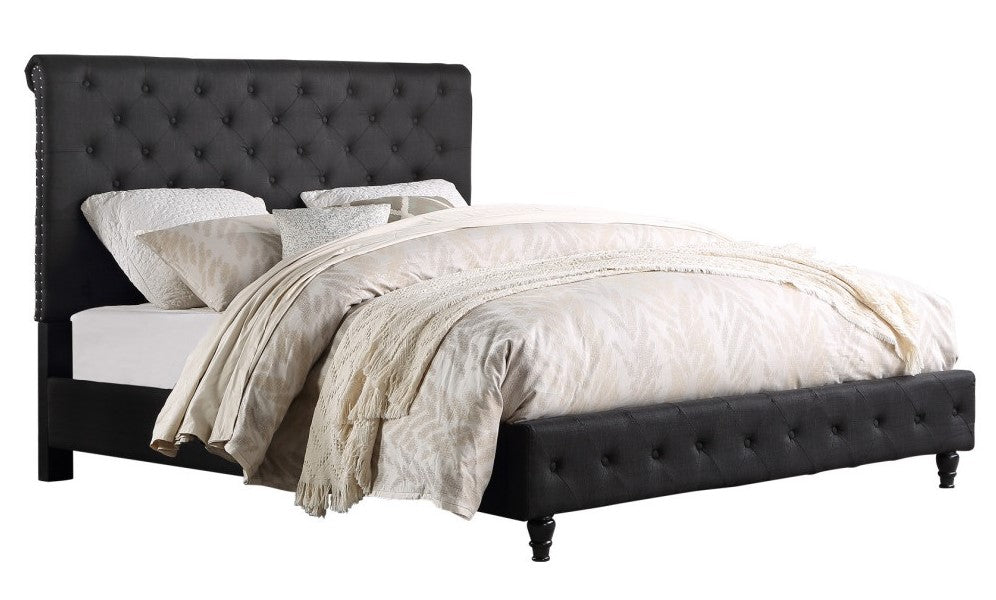 Kathy Black Fabric Cal King Platform Bed