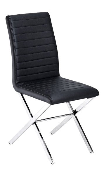 Timber 2 Black Faux Leather/Chrome Metal Side Chairs