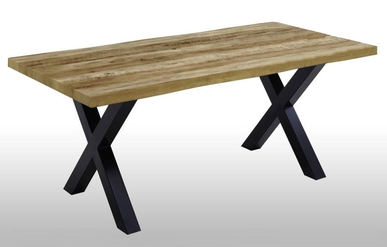 Vilma Rustic Natural Wood/Metal Dining Table