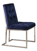 Kina 2 Blue Velvet/Silver Metal Side Chairs