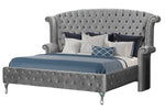 Emma Grey Crushed Velvet Queen Bed