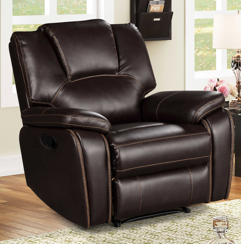 Devorah Dark Brown Leatherette Manual Recliner